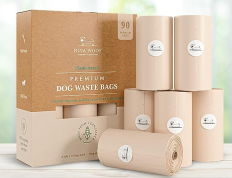 尼娜汪汪狗粪袋带手柄 - 200个可堆肥和生物降解的狗粪袋，适用于幼犬散步、旅行、厚实的驯养用品，优质玉米淀粉宠物垃圾袋，不漏不香味，15"x 8"