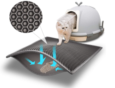 Pieviev 猫砂垫双层防水尿液防护捕捉垫 1 包（灰色，24x15 英寸，1 包）